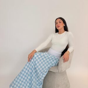 חצאית קלוש משבצות תכלת